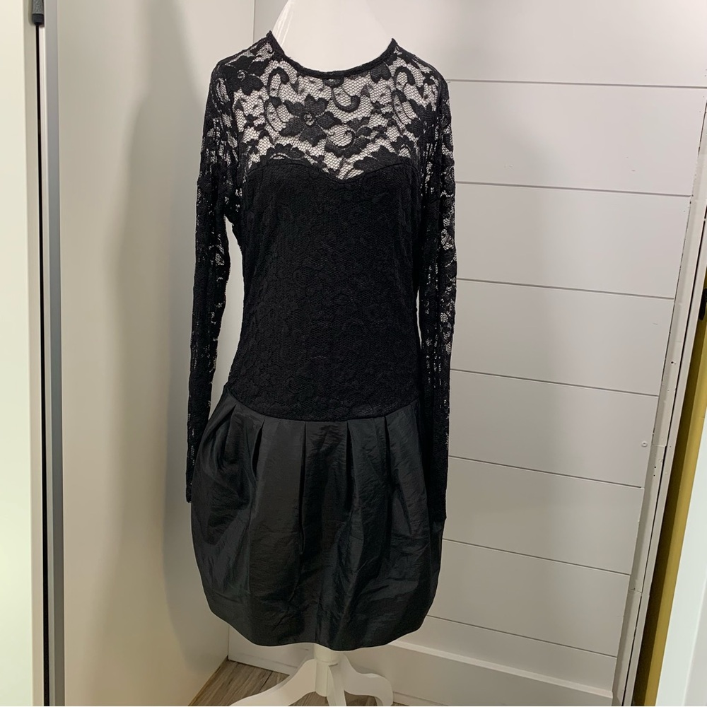 NWT Asos Black Lace Cocktail Dress Long Sleeve Witchy Whimsygoth Sheer Party